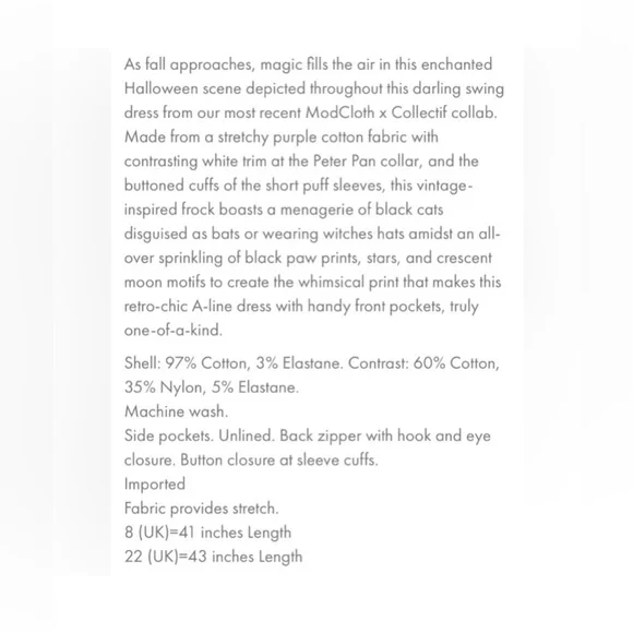 ModCloth Halloween Purple Cats Bats Pumpkins, Vampires A-Line Dress - Picture 8 of 9